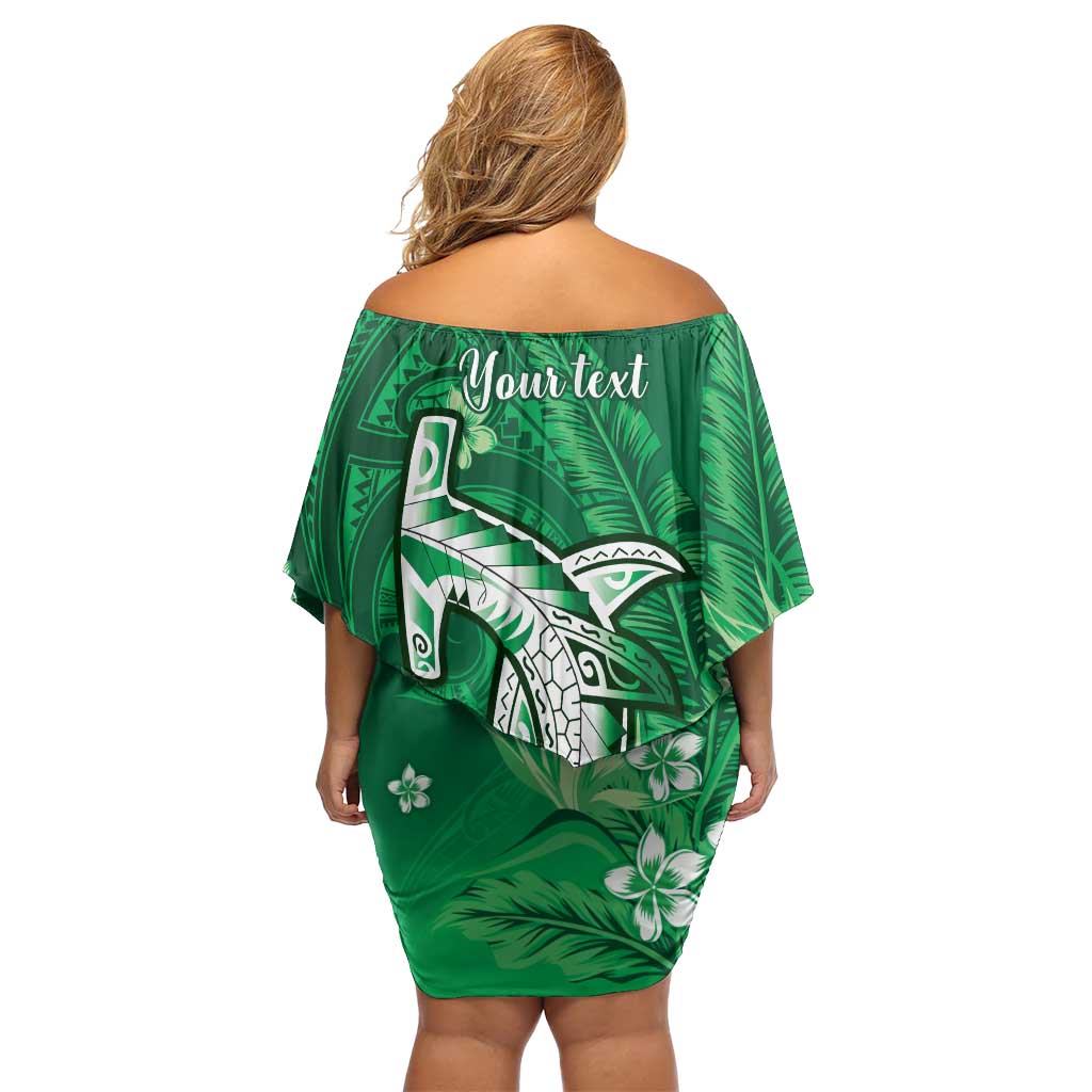 Personalized Hawaiian Maori Hammerhead Shark Family Matching Off Shoulder Short Dress and Hawaiian Shirt Omaomao Plumeria - Polynesian Pride