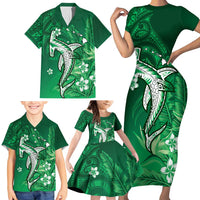 Personalized Hawaiian Maori Hammerhead Shark Family Matching Short Sleeve Bodycon Dress and Hawaiian Shirt Omaomao Plumeria - Polynesian Pride