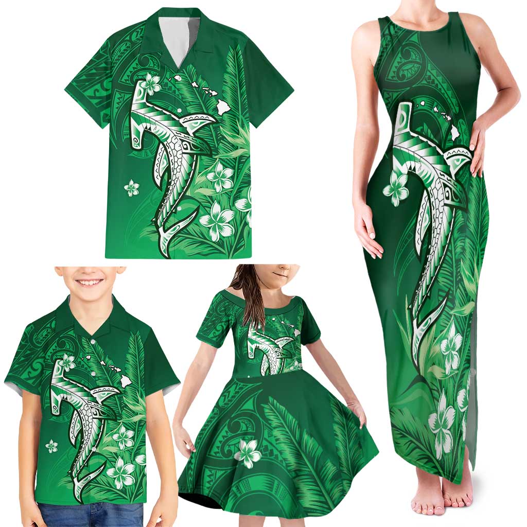 Personalized Hawaiian Maori Hammerhead Shark Family Matching Tank Maxi Dress and Hawaiian Shirt Omaomao Plumeria - Polynesian Pride