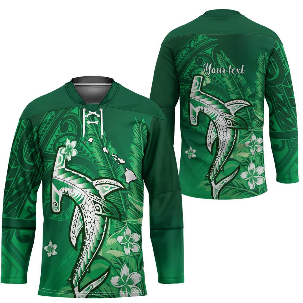 Personalized Hawaiian Maori Hammerhead Shark Hockey Jersey Omaomao Plumeria LT9 - Polynesian Pride