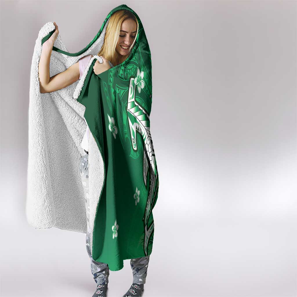Personalized Hawaiian Maori Hammerhead Shark Hooded Blanket Omaomao Plumeria LT9 - Polynesian Pride