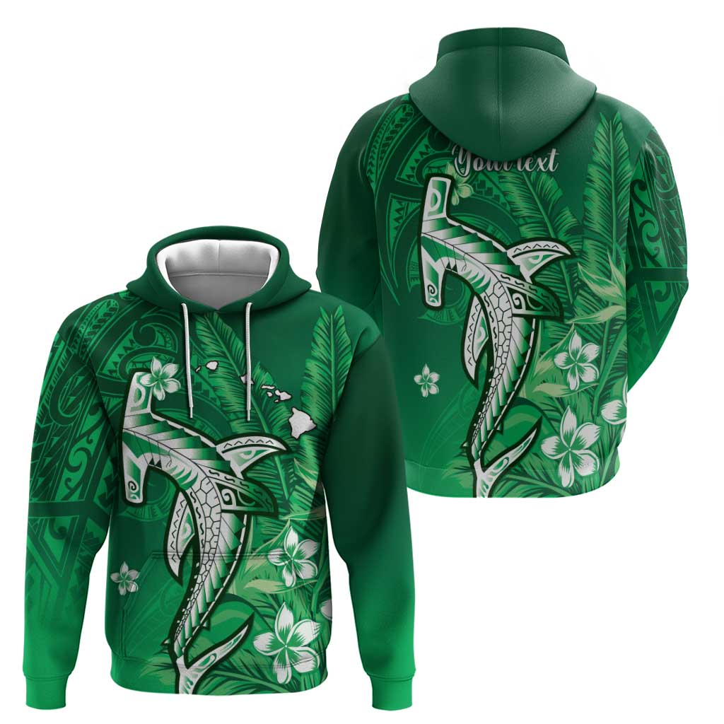 Personalized Hawaiian Maori Hammerhead Shark Hoodie Omaomao Plumeria - Polynesian Pride