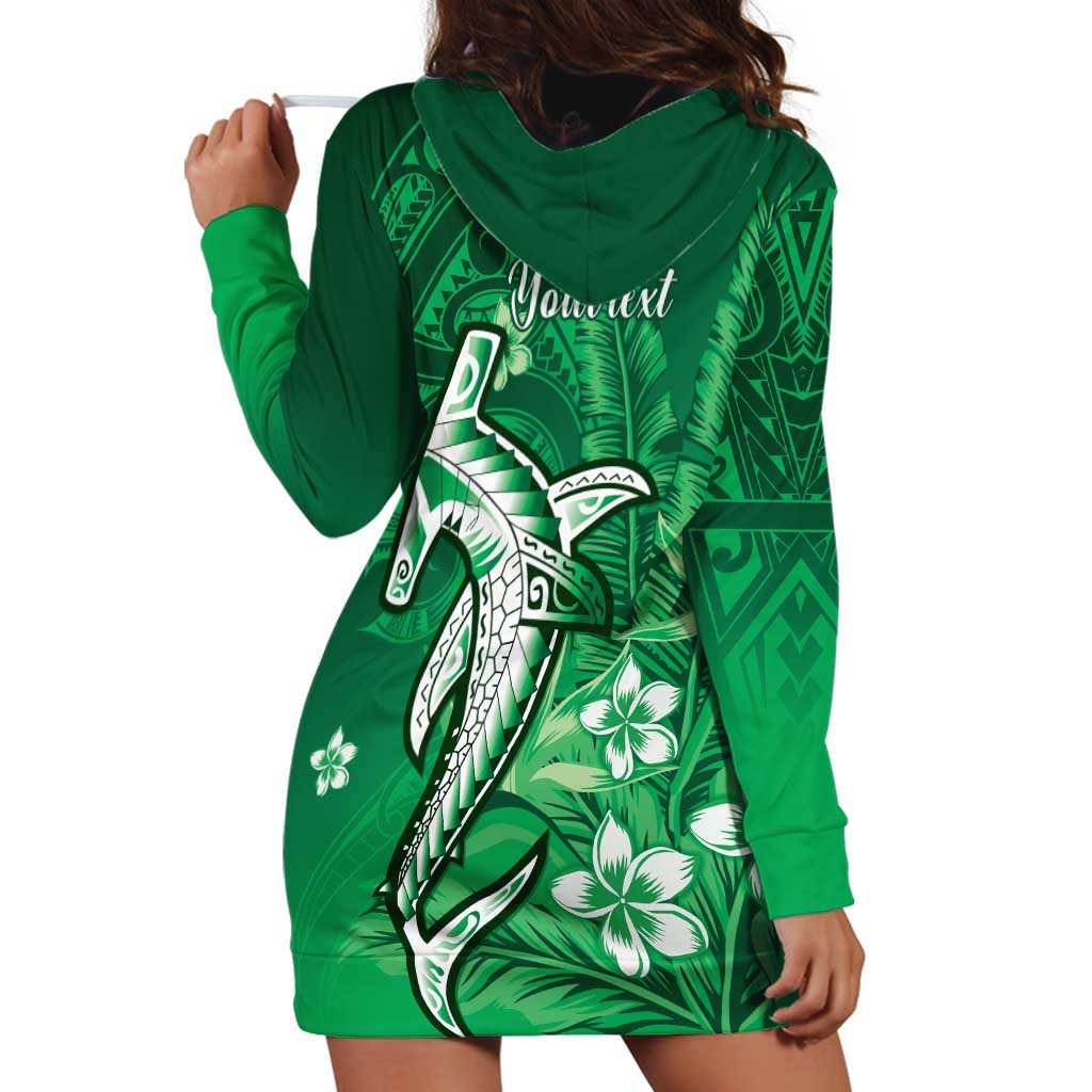 Personalized Hawaiian Maori Hammerhead Shark Hoodie Dress Omaomao Plumeria LT9 - Polynesian Pride