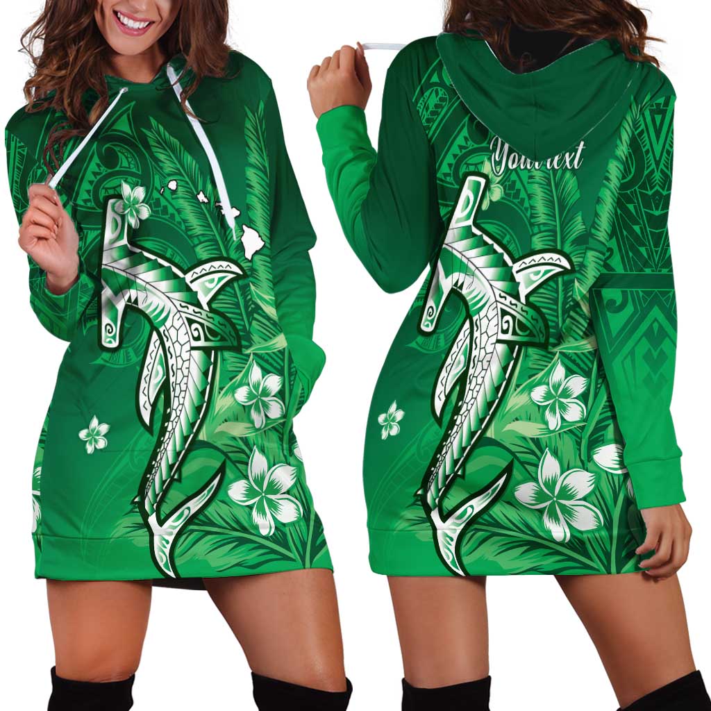 Personalized Hawaiian Maori Hammerhead Shark Hoodie Dress Omaomao Plumeria LT9 - Polynesian Pride