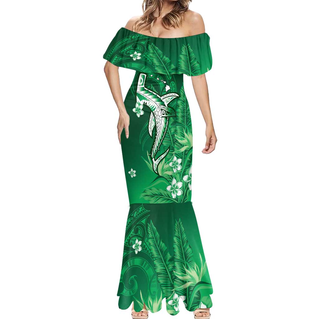 Personalized Hawaiian Maori Hammerhead Shark Mermaid Dress Omaomao Plumeria LT9 - Polynesian Pride