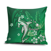 Personalized Hawaiian Maori Hammerhead Shark Pillow Cover Omaomao Plumeria LT9 Green - Polynesian Pride