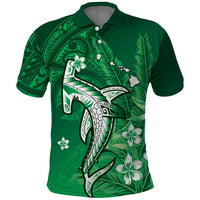 Personalized Hawaiian Maori Hammerhead Shark Polo Shirt Omaomao Plumeria - Polynesian Pride
