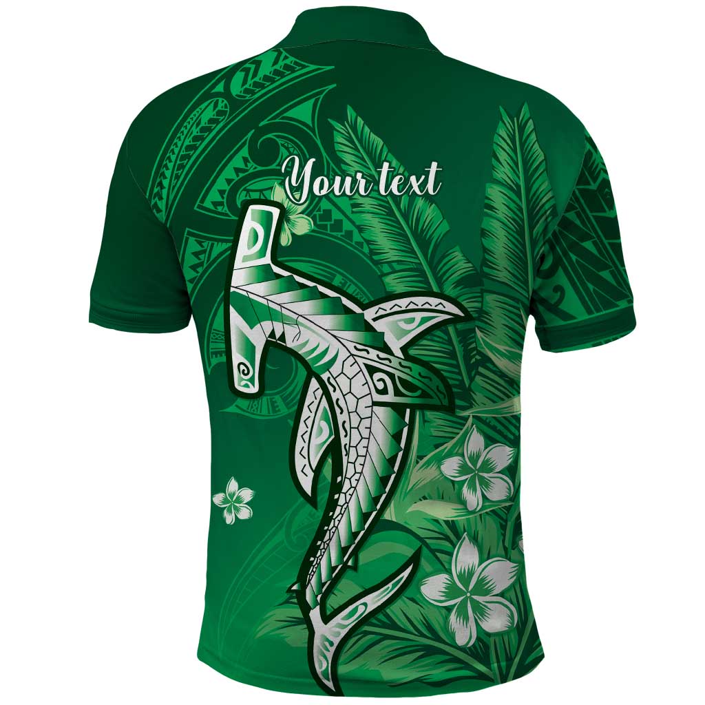 Personalized Hawaiian Maori Hammerhead Shark Polo Shirt Omaomao Plumeria - Polynesian Pride