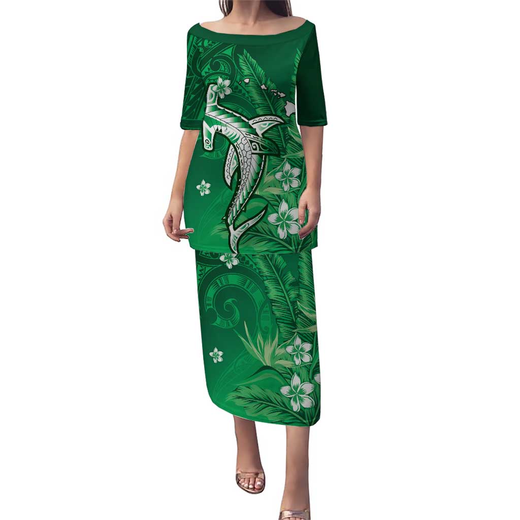 Personalized Hawaiian Maori Hammerhead Shark Puletasi Omaomao Plumeria - Polynesian Pride