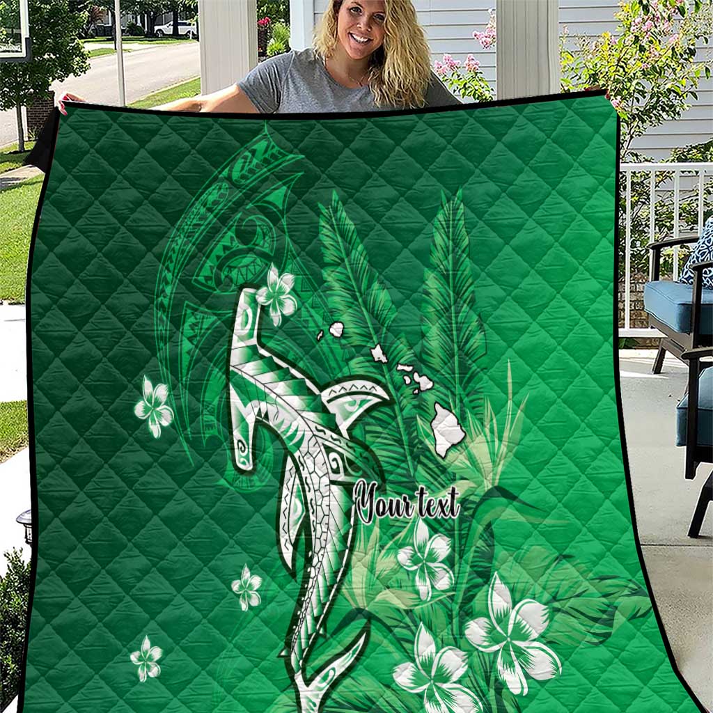 Personalized Hawaiian Maori Hammerhead Shark Quilt Omaomao Plumeria - Polynesian Pride