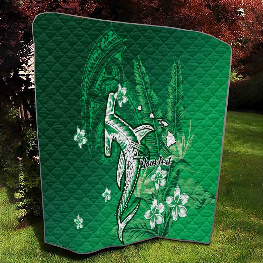 Personalized Hawaiian Maori Hammerhead Shark Quilt Omaomao Plumeria - Polynesian Pride