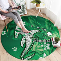 Personalized Hawaiian Maori Hammerhead Shark Round Carpet Omaomao Plumeria LT9 - Polynesian Pride