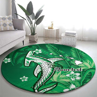 Personalized Hawaiian Maori Hammerhead Shark Round Carpet Omaomao Plumeria LT9 - Polynesian Pride