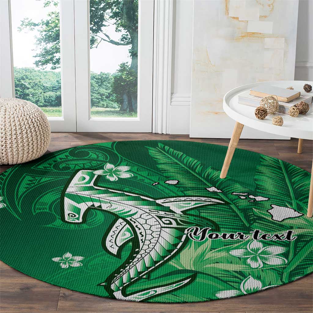 Personalized Hawaiian Maori Hammerhead Shark Round Carpet Omaomao Plumeria LT9 - Polynesian Pride