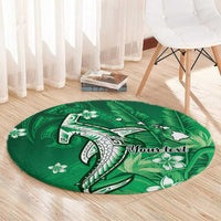 Personalized Hawaiian Maori Hammerhead Shark Round Carpet Omaomao Plumeria LT9 - Polynesian Pride