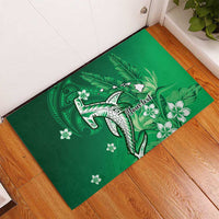 Personalized Hawaiian Maori Hammerhead Shark Rubber Doormat Omaomao Plumeria LT9 - Polynesian Pride