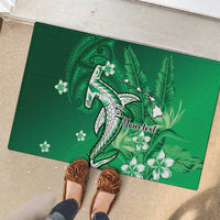 Personalized Hawaiian Maori Hammerhead Shark Rubber Doormat Omaomao Plumeria LT9 - Polynesian Pride