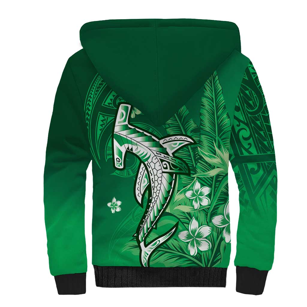 Personalized Hawaiian Maori Hammerhead Shark Sherpa Hoodie Omaomao Plumeria LT9 - Polynesian Pride
