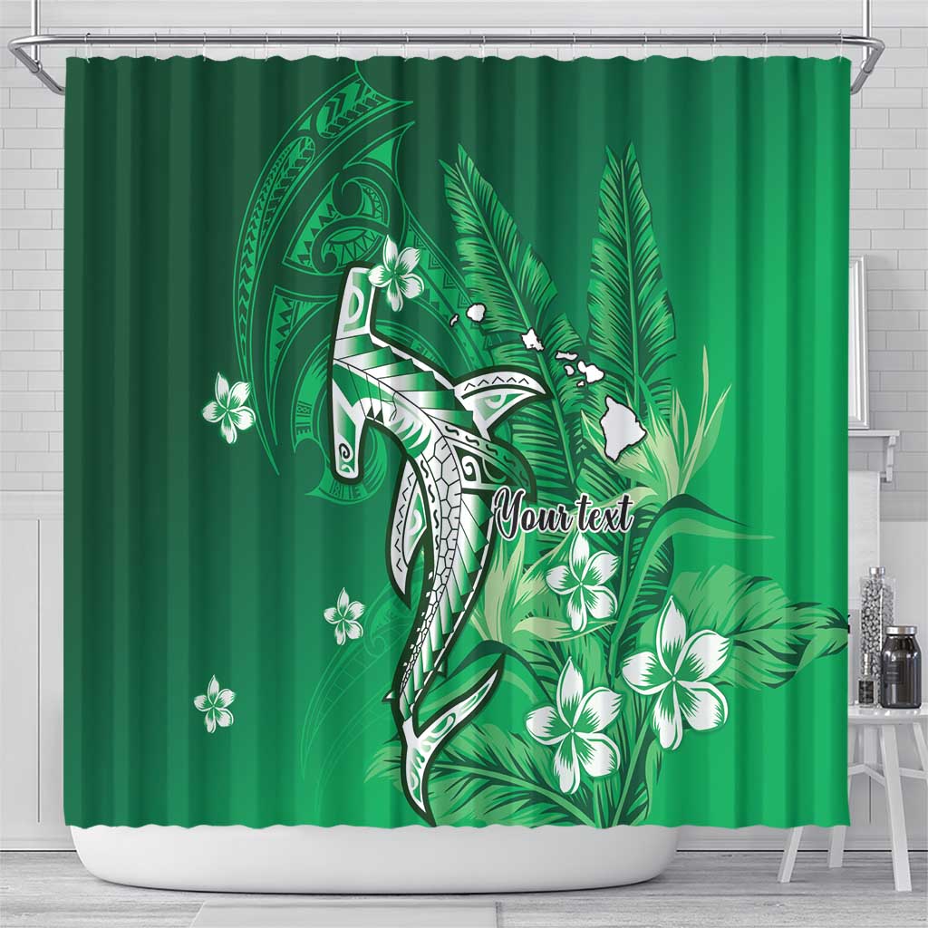 Personalized Hawaiian Maori Hammerhead Shark Shower Curtain Omaomao Plumeria LT9 - Polynesian Pride