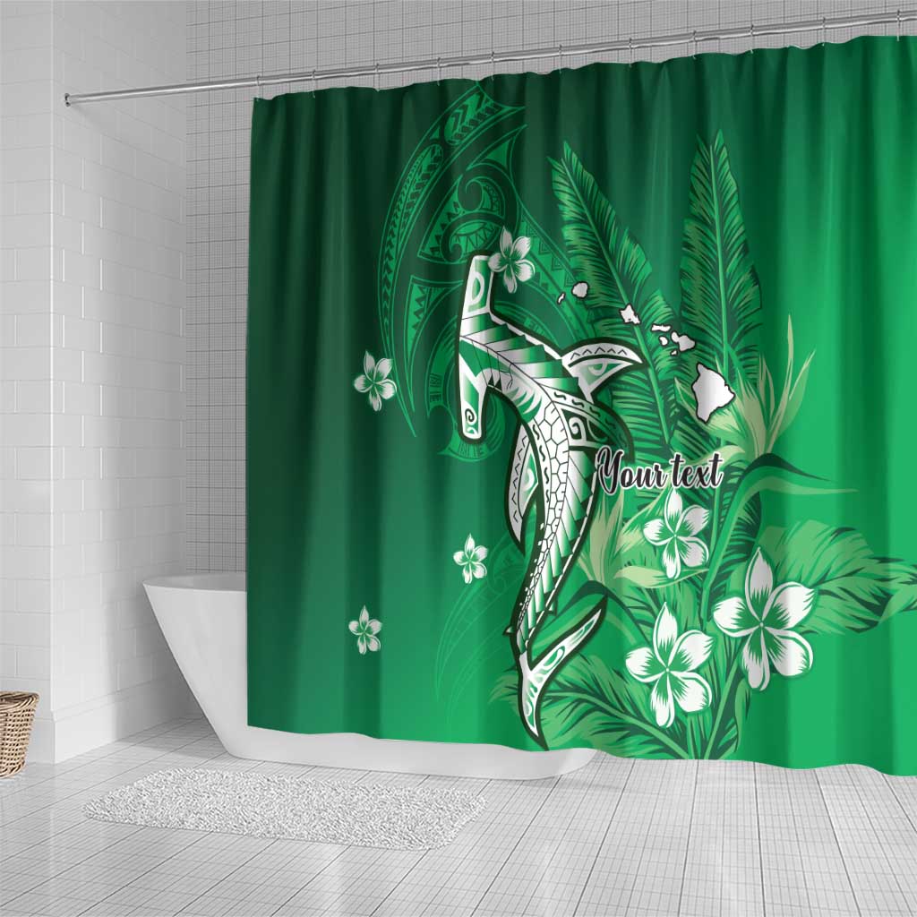 Personalized Hawaiian Maori Hammerhead Shark Shower Curtain Omaomao Plumeria LT9 - Polynesian Pride