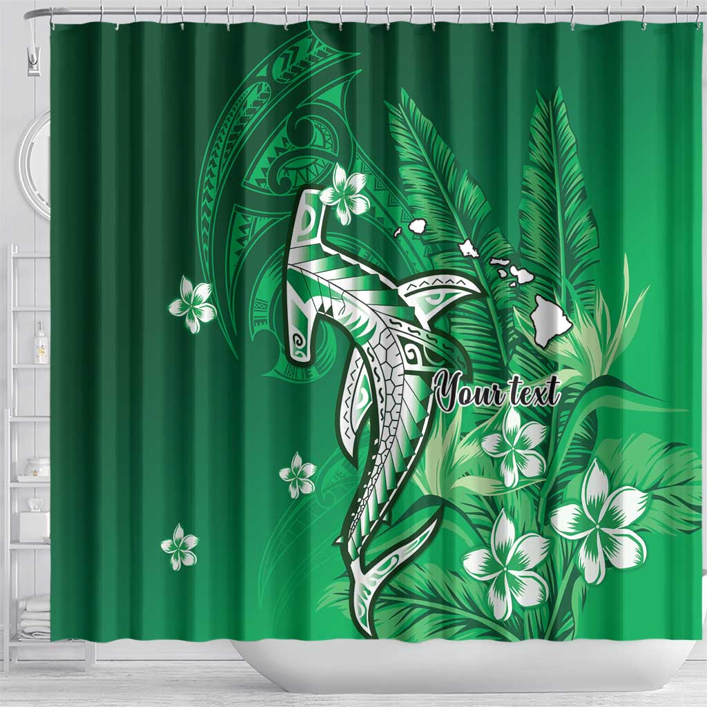 Personalized Hawaiian Maori Hammerhead Shark Shower Curtain Omaomao Plumeria LT9 - Polynesian Pride
