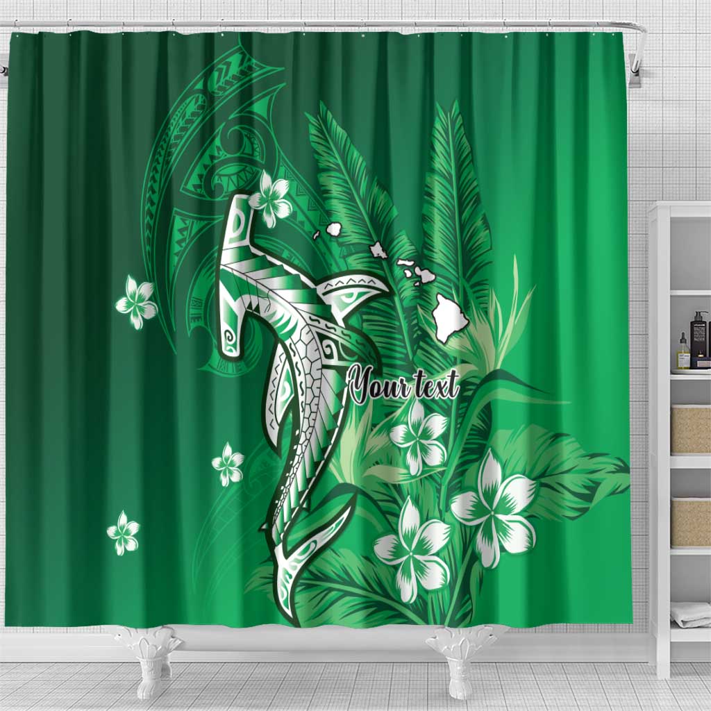 Personalized Hawaiian Maori Hammerhead Shark Shower Curtain Omaomao Plumeria LT9 - Polynesian Pride