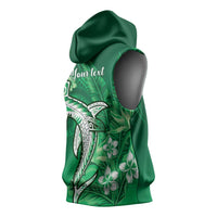 Personalized Hawaiian Maori Hammerhead Shark Sleeveless Hoodie Omaomao Plumeria LT9 - Polynesian Pride