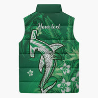 Personalized Hawaiian Maori Hammerhead Shark Sleeveless Puffer Jacket Omaomao Plumeria LT9 - Polynesian Pride