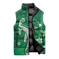 Personalized Hawaiian Maori Hammerhead Shark Sleeveless Puffer Jacket Omaomao Plumeria LT9 - Polynesian Pride