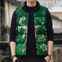 Personalized Hawaiian Maori Hammerhead Shark Sleeveless Puffer Jacket Omaomao Plumeria LT9 - Polynesian Pride