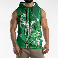 Personalized Hawaiian Maori Hammerhead Shark Sleeveless Zip Hoodie Omaomao Plumeria LT9 - Polynesian Pride