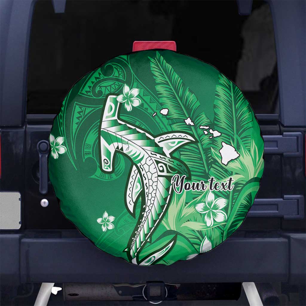 Personalized Hawaiian Maori Hammerhead Shark Spare Tire Cover Omaomao Plumeria LT9 No hole Green - Polynesian Pride