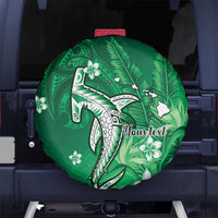 Personalized Hawaiian Maori Hammerhead Shark Spare Tire Cover Omaomao Plumeria LT9 No hole Green - Polynesian Pride