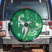 Personalized Hawaiian Maori Hammerhead Shark Spare Tire Cover Omaomao Plumeria LT9 Green - Polynesian Pride
