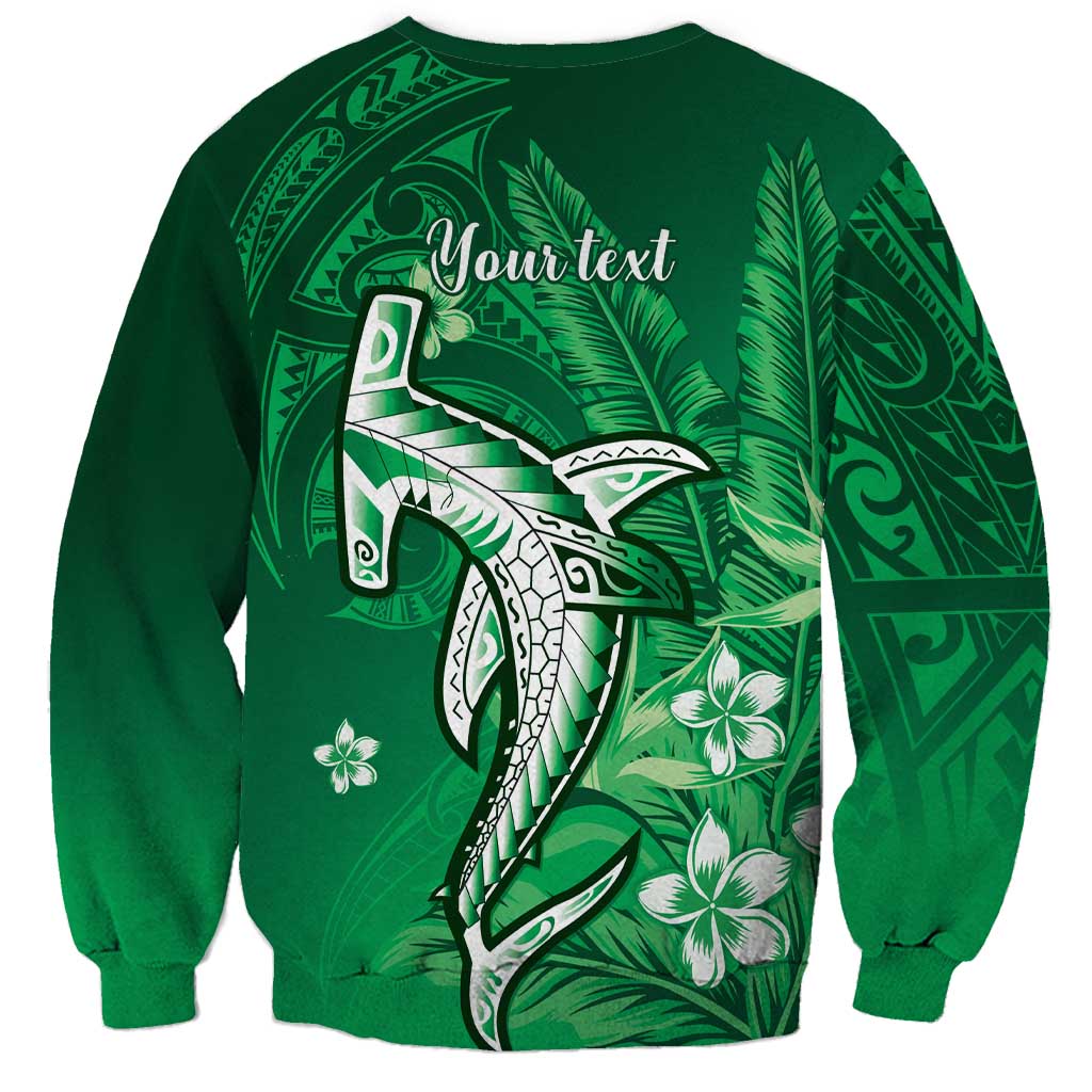 Personalized Hawaiian Maori Hammerhead Shark Sweatshirt Omaomao Plumeria LT9 - Polynesian Pride
