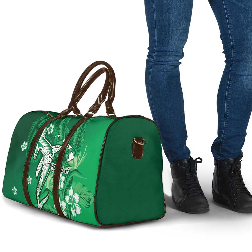 Personalized Hawaiian Maori Hammerhead Shark Travel Bag Omaomao Plumeria LT9 - Polynesian Pride