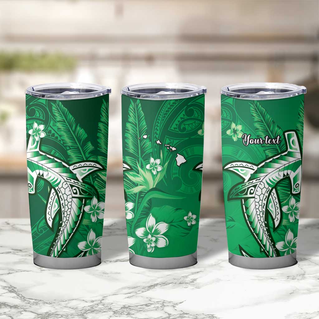 Personalized Hawaiian Maori Hammerhead Shark Tumbler Cup Omaomao Plumeria LT9 - Polynesian Pride