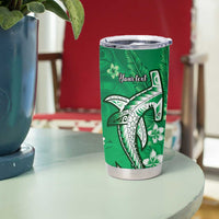 Personalized Hawaiian Maori Hammerhead Shark Tumbler Cup Omaomao Plumeria LT9 - Polynesian Pride