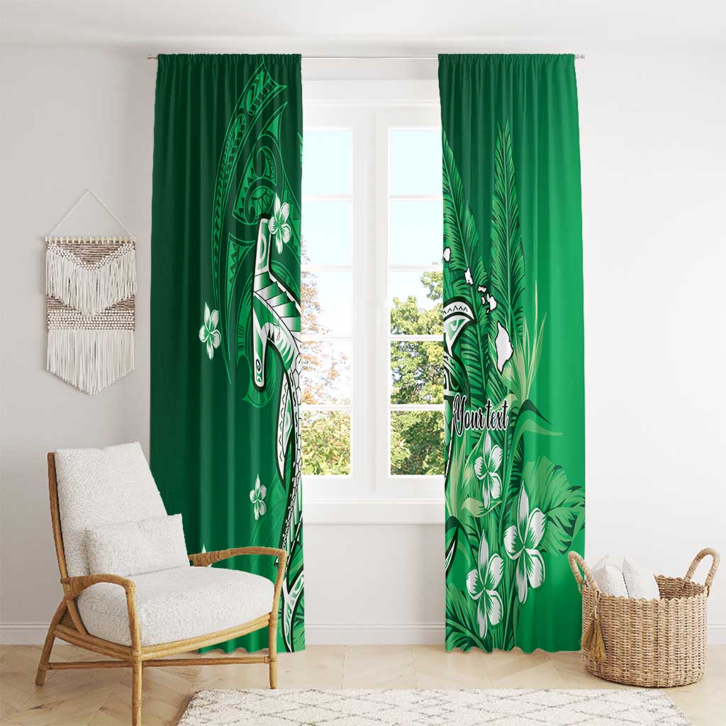 Personalized Hawaiian Maori Hammerhead Shark Window Curtain Omaomao Plumeria LT9 - Polynesian Pride