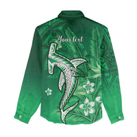 Personalized Hawaiian Maori Hammerhead Shark Women Casual Shirt Omaomao Plumeria LT9 - Polynesian Pride