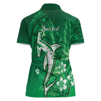 Personalized Hawaiian Maori Hammerhead Shark Women Polo Shirt Omaomao Plumeria LT9 - Polynesian Pride