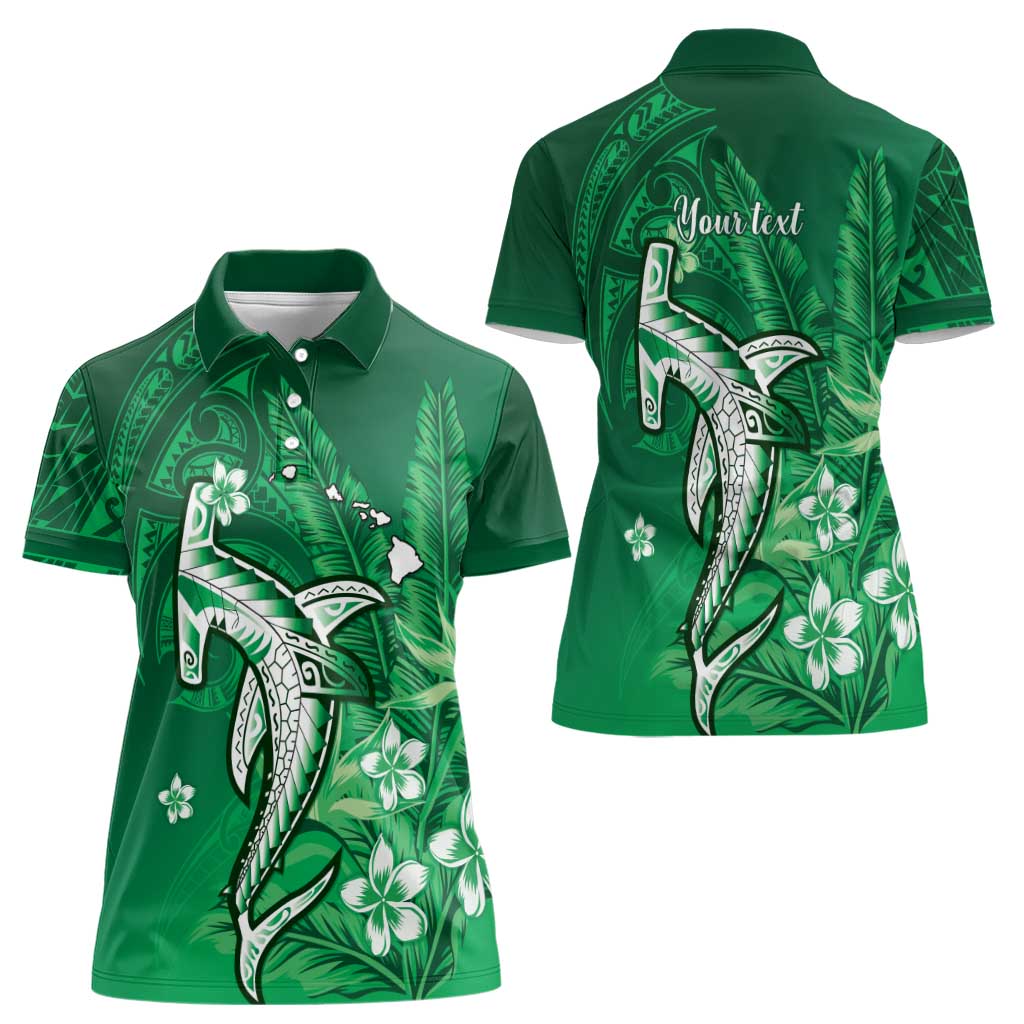 Personalized Hawaiian Maori Hammerhead Shark Women Polo Shirt Omaomao Plumeria LT9 - Polynesian Pride