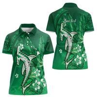 Personalized Hawaiian Maori Hammerhead Shark Women Polo Shirt Omaomao Plumeria LT9 - Polynesian Pride