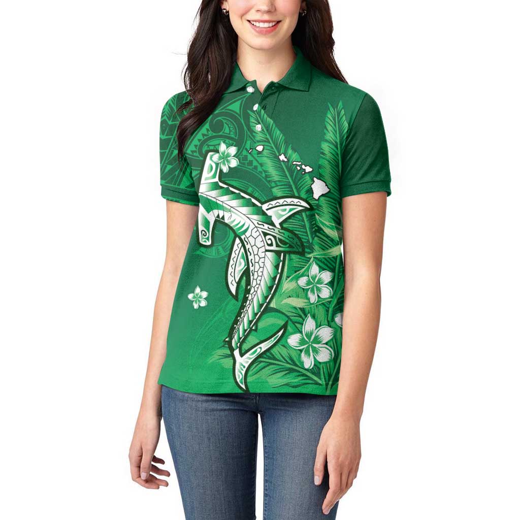 Personalized Hawaiian Maori Hammerhead Shark Women Polo Shirt Omaomao Plumeria LT9 - Polynesian Pride