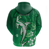 Personalized Hawaiian Maori Hammerhead Shark Zip Hoodie Omaomao Plumeria LT9 - Polynesian Pride