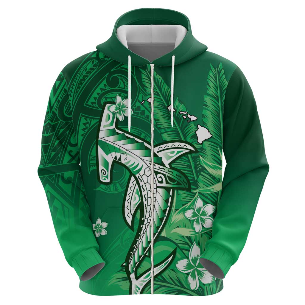 Personalized Hawaiian Maori Hammerhead Shark Zip Hoodie Omaomao Plumeria LT9 - Polynesian Pride