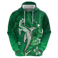 Personalized Hawaiian Maori Hammerhead Shark Zip Hoodie Omaomao Plumeria LT9 - Polynesian Pride