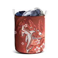Personalized Hawaiian Maori Hammerhead Shark Laundry Basket Ulaula Plumeria LT9 - Polynesian Pride