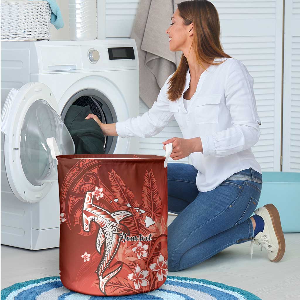 Personalized Hawaiian Maori Hammerhead Shark Laundry Basket Ulaula Plumeria LT9 - Polynesian Pride