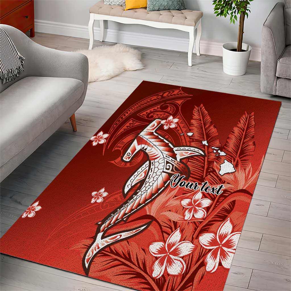 Personalized Hawaiian Maori Hammerhead Shark Area Rug Ulaula Plumeria LT9 - Polynesian Pride